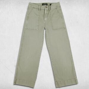 Lucky Brand Wide Leg Utility Crop Pants Women 2/26 Green Cotton Casual Boho